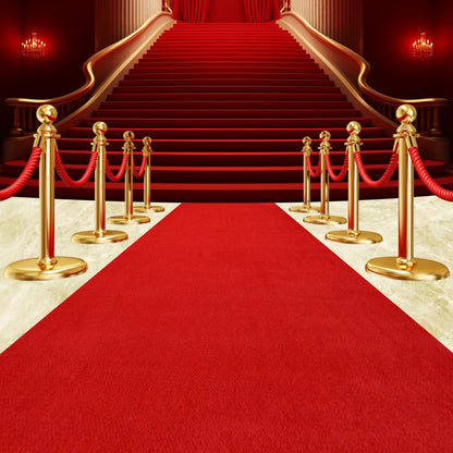 Extra Thick Red Carpet Runner 3 x 15Ft, Non-Slip TPR Rubber Backing, 450 GSM Heavy-Duty Aisle Runner Red Runner Rug for Wedding Ceremony, Hollywood Party, Graduation & Award Events