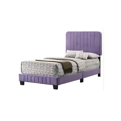 GDFStudio Contemporary Velvet Twin Size Bed with Channel Tufted Headboard, Modern Comfort Platform Bed with Wood Frame & Legs, Box Spring Required, Easy Assembly for Cozy Bedrooms,48" H Purple