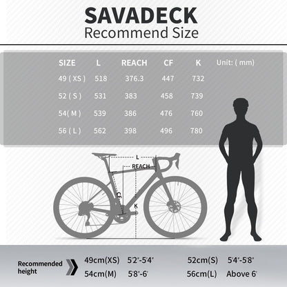 SAVADECK Carbon Road Bike,Lightweight Full Carbon Racing Bicycle with Shimano 105 R7120 24S Shift Groupset and Hydraulic Oil Disc Brake Bike