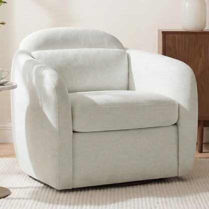 360° Swivel Accent Chair, Comfy Upholstered Barrel Chairs with Pillow, High Back for Bedroom Living Room, Reading Room,Linen