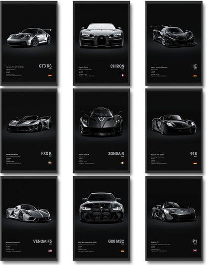 Dazongweihan 9-Piece Racing Car Poster Set - Cool Wall Art for Boys' Rooms | Unframed 8x12 Inch Decor