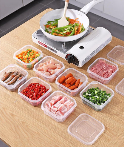 Food Storage Containers with Lids, Clear Plastic Fridge Organizer Bins, 350ml Sealed Reusable Kitchen Storage Boxes,