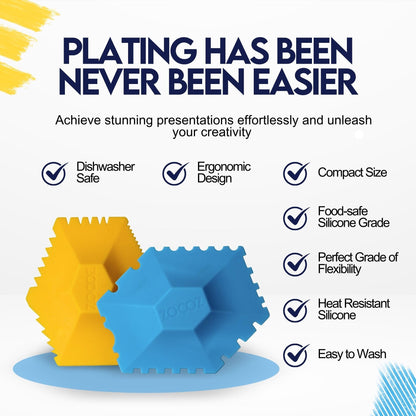 ZOCOZ Chef Plating Tools Culinary Set - 2 Silicone Wedges with 12 Patterns - Professional Chef Tools for Food Plating, Pastry Art, and Chef Gifts