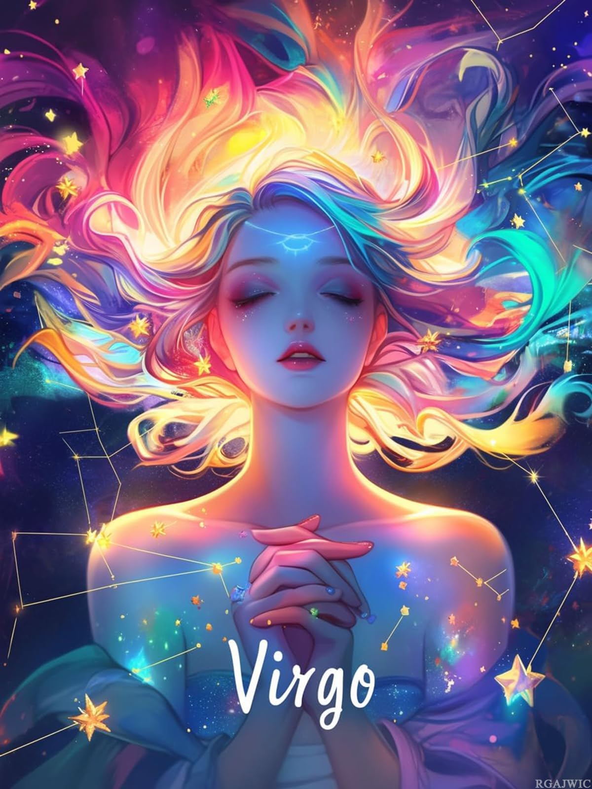 Virgo Constellation Diamond Painting Kits for Adults, Constellation Diamond Painting Art Kit for Adult, 5D Full Drill Painting by Diamonds Art for Home Leisure and Wall Decoration Gifts 12x16 Inch