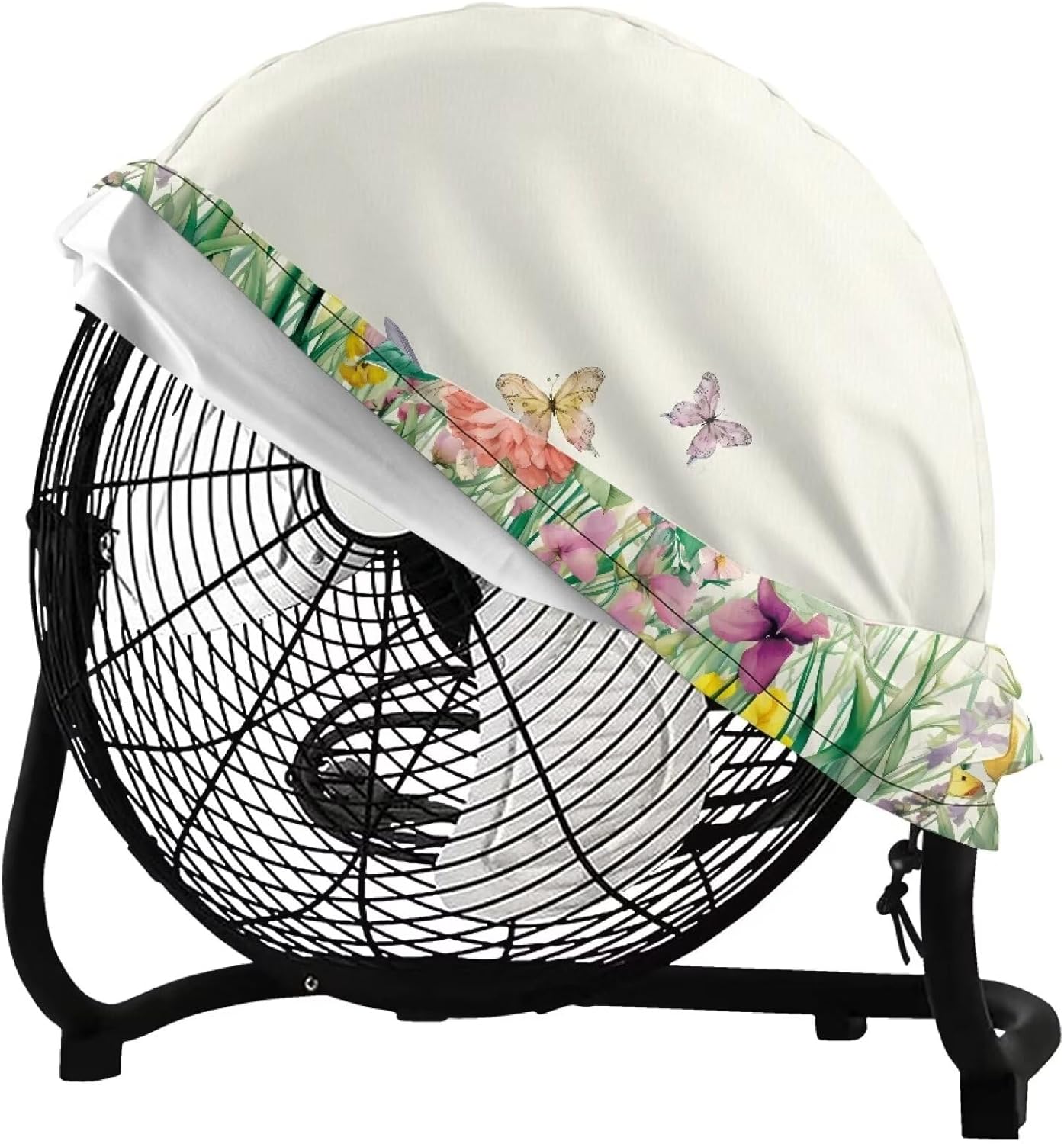 Floral Hummingbird Print Lightweight Shop Fan Cover, Removable Dust Cover for Classroom, Easy to Store