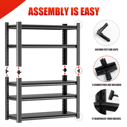 OLLRRACT Garage Shelving Heavy Duty, 5 Tier Metal Storage Shelf Unit for Industrial and Utility Use - Durable Metal Shelf Organizer, Garage Storage Shelf 18" D x48 W x78 H（2 Pieces）