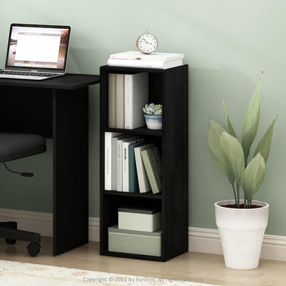 3-Tier Furinno Pasir No Tool Assembly Open Shelf Bookcase, Blackwood