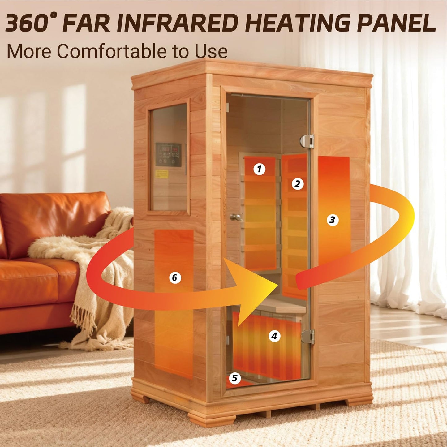1 Person Infrared Dry Sauna for Home, Low EMF Indoor Sauna, Premium Wood Build with 960W Carbon Panels - Home Sauna for Daily Relaxation & Wellness, 35 * 27 * 61 Inch,Ventilation & Storage Tray