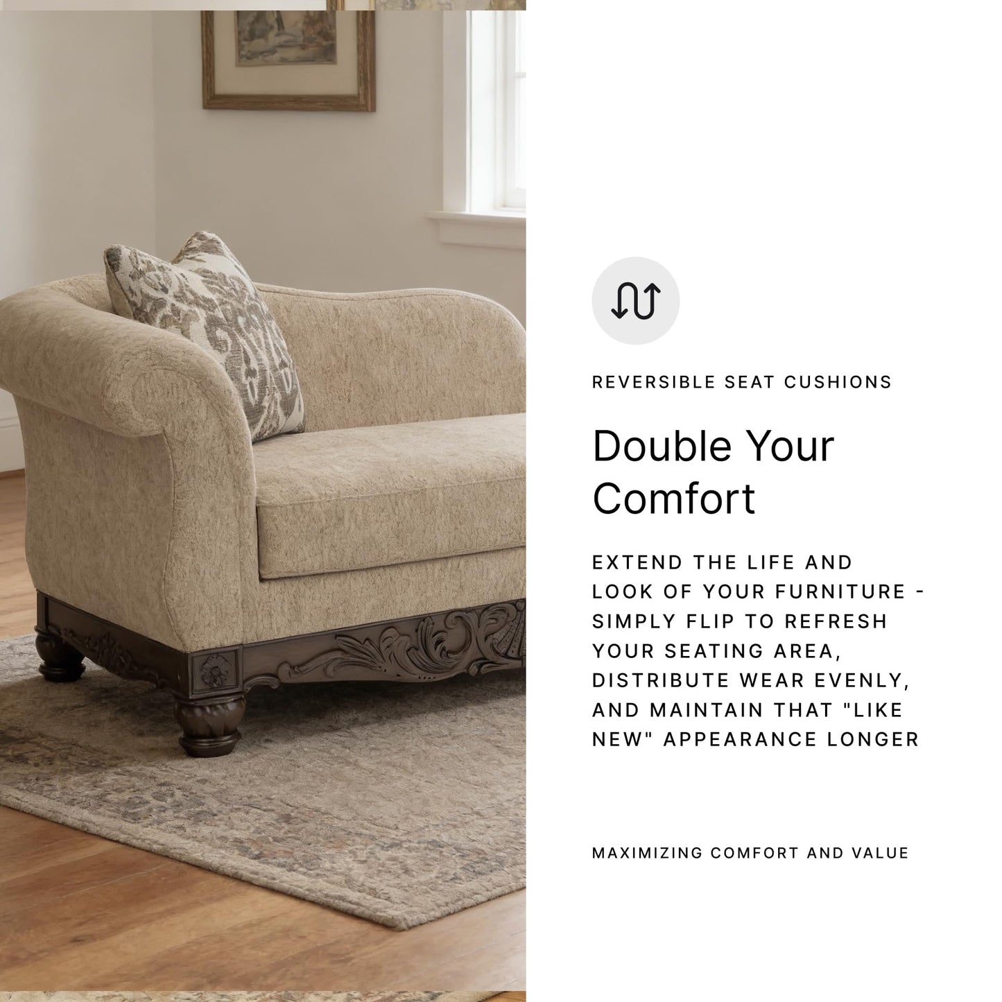 Signature Design by Ashley Havenworth Classic Anti Sag Right-Arm Facing Corner Chaise with Reversible Seat Cushion and 1 Accent Pillows, Beige & Dark Brown