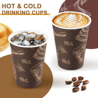 Huifany Coffee Cups 12 oz Paper Cups 180 Pack, Thickened Paper Coffee Cups Disposable 12 oz Coffe Cup, Hot/Cold Beverage Drinking Cup for Office, Home, Party