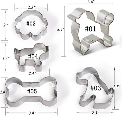 Puppy Dog Paw and Bone Shaped Cookie Cutter, Stainless Steel Biscuit/Fondant Molds, Homemade Baking Tools by EORTA, Set