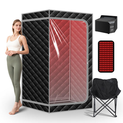ZONEMEL 1 Person Portable Dry Heat Sauna, 1500W & 147°F Hot Air Sauna with 660nm Red Light Therapy, Electric Dry Heater, Transparent Window, Foldable Chair (L33.9 x W33.9 x H70.9,120V)