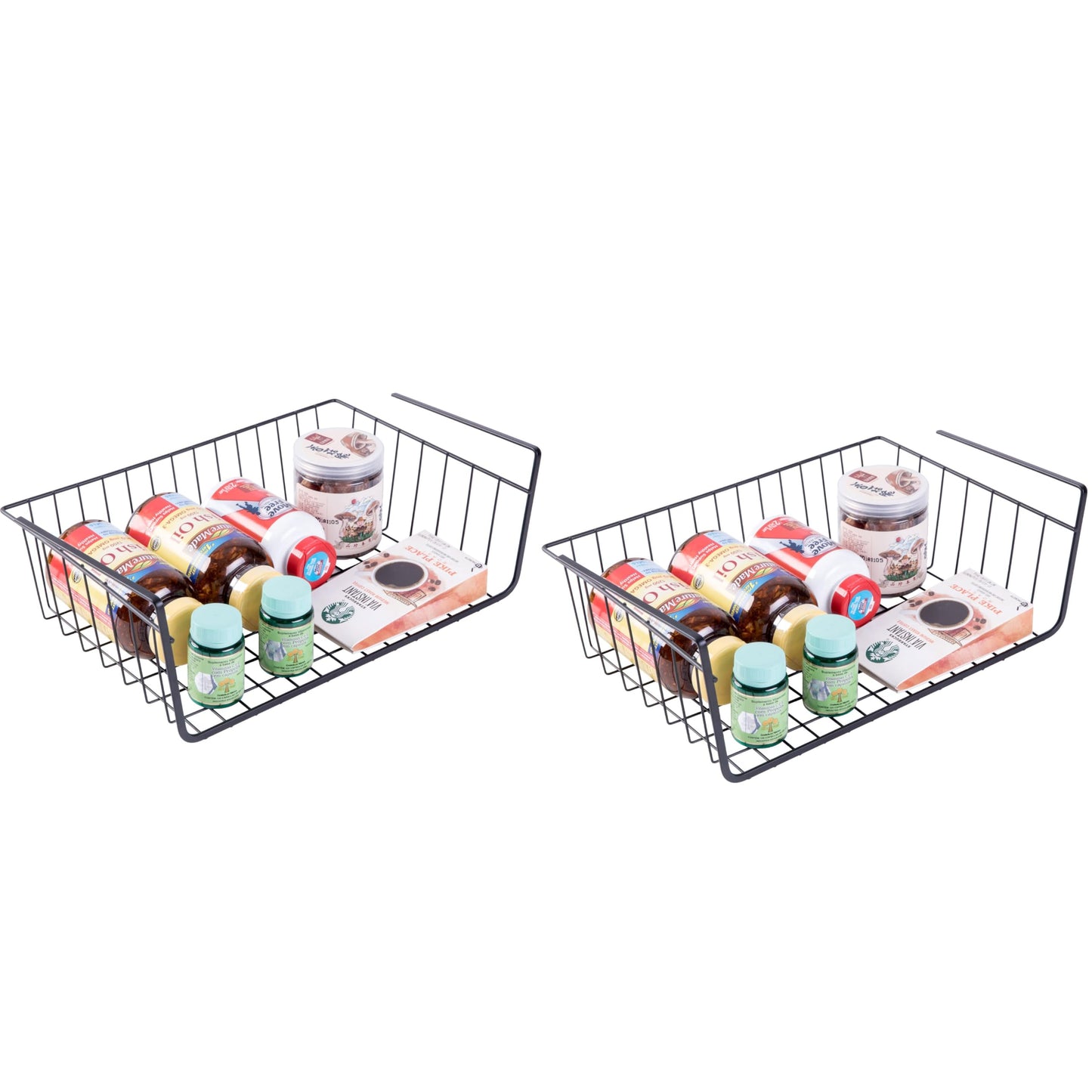 Hanging Under Shelf Metal Storage Basket, Set of 2