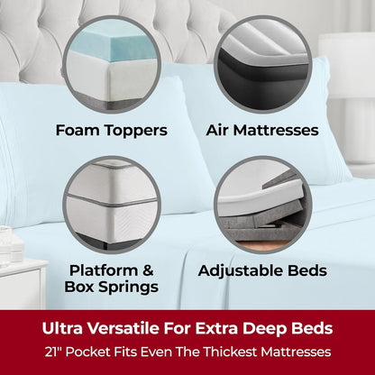 Mellanni Extra Deep Full Sheets - Hotel Luxury Bedding Set | Ultra Soft, Cooling, Stain Resistant (Full, Aqua)