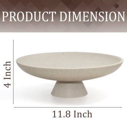 YMXYJM Modern Resin Pedestal Decorative Bowl, Large Fruit Bowl for Kitchen Counter, Stylish Key Bowl for Entryway Table, Beige