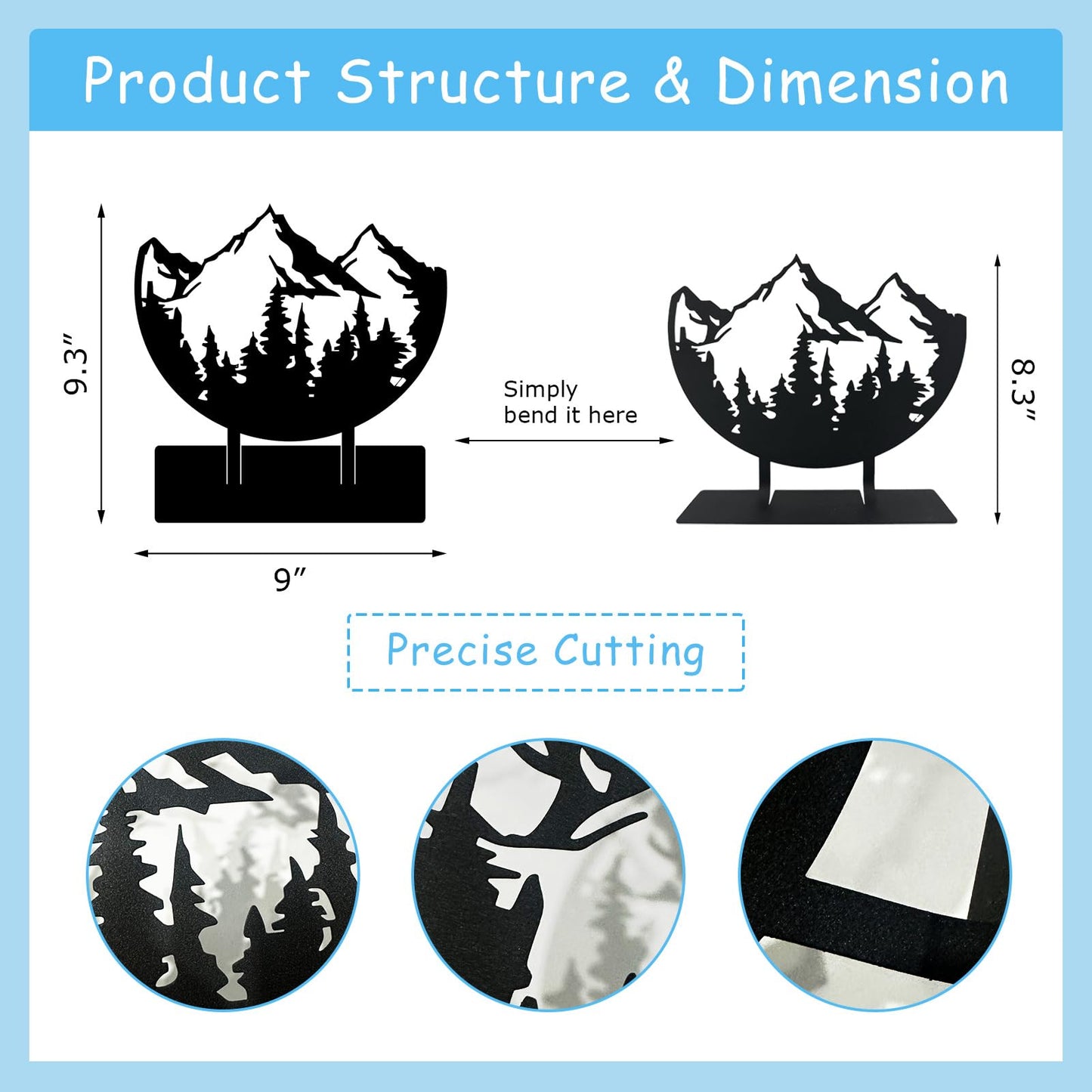 DASIMAT Metal Mountain Table Top Decor, Forest Decorative Sign, Woodland Tabletop Decor, Tabletop Decorative Accents, Travel Adventure Table Centerpiece for Home Farmhouse