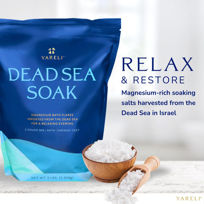 Yareli Magnesium Flakes, 15lb, Dead Sea Bath & Foot Soak, Alternative to Epsom Salt with Over 800,000mg of Magnesium Chloride Per Bag