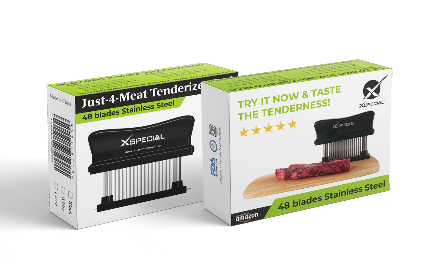 XSpecial Meat Tenderizer Tool 48 Blades Stainless Steel - Kitchen Cooking Gadgets Tools with Ultra Sharp Needle That Makes Steak & Chicken Tender - No More Hammer, Meat Pounder Or Mallet