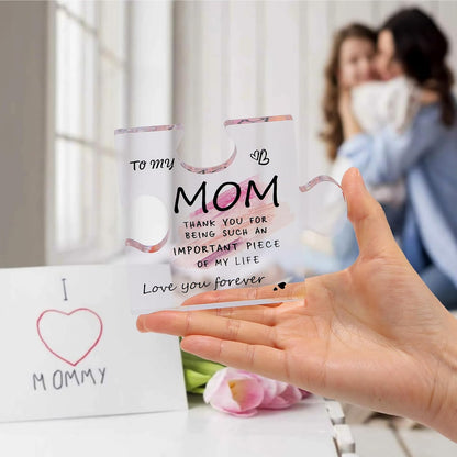 Best Mom Ever Gifts from Daughter, Son: Acrylic Puzzle-Shaped Plaque Desk Decorations Present - Unique Birthday