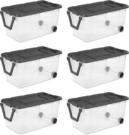 Sterilite 6-Pack Modular Stacker Box | Durable Clear Plastic Storage Bins - 160 Quart Organizing Solution for Home & Office