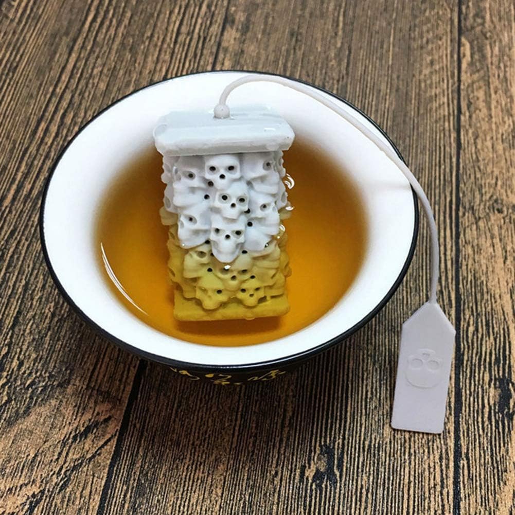 Silicone Tea Strainer, Detachable Skull Shape Loose Leaf Tea Infuser for Grain Tea Cups, Mugs, and Pots