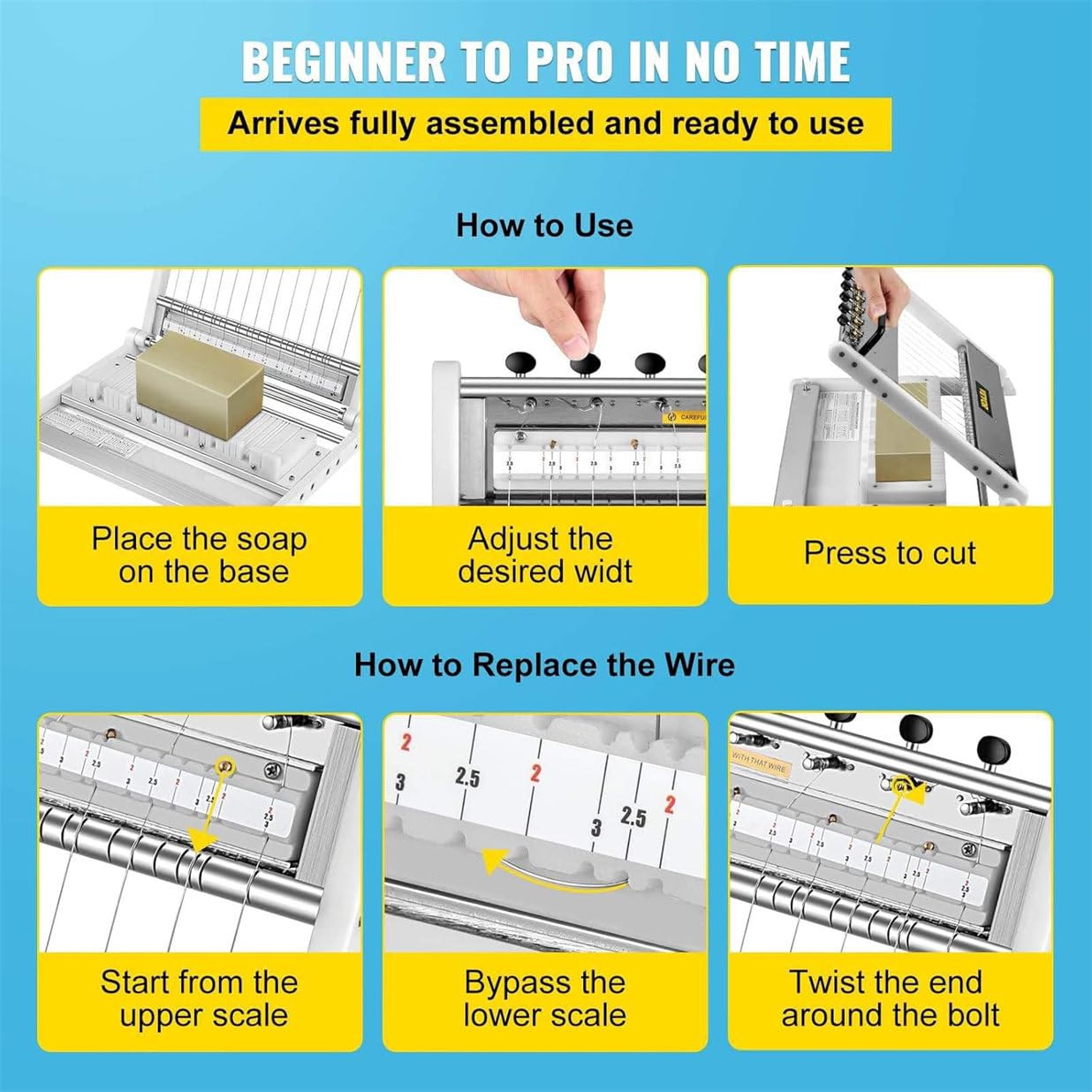 Adjustable Multi-Wire Soap Cutting Machine for Homemade Soaps - DIY Cutter for 2cm, 2.5cm, and 3cm Thickness - Perfect for Soap, Bread, and Cake Making
