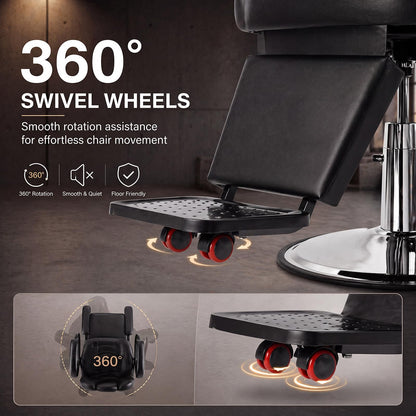 Artist hand Barber Chair, Reclining Salon Chairs for Hair Stylist, Heavy Duty Hydraulic Chair with Headrest and Footrest, 360 Degree Swivel with Lock, Spa Beauty Equipment, Black