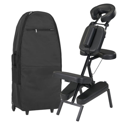 Master Massage Apollo Extra Large Portable Massage Chair – Lightweight Aluminum Tattoo Folding Chair with Enhanced Cushions and Wheeled Carrying Bag – Black