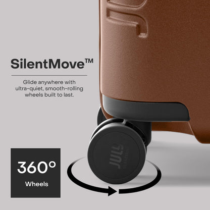 July Checked Plus with CaseSafe - 28.75" Built in Tracking, Airline Approved Check In Luggage with Wheels, Rolling Suitcase for Men & Women - Silent Spinner Wheels, Y-Strap - Dark Brown