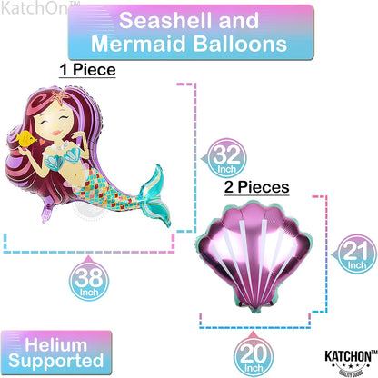 KatchOn Big Mermaid Decorations - Pack of 8 | Mermaid Balloons for 3rd Birthday Party