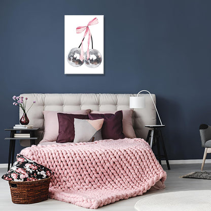 Generic 8x12in Vintage Disco Bow Posters White Cherry Canvas Wall Art Funky Coquette Pink Bow Preppy Aesthetic Prints