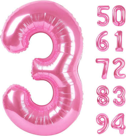 Number 3 Balloon - 40 Inch Pink Birthday Decoration for Kids & Girls' Parties