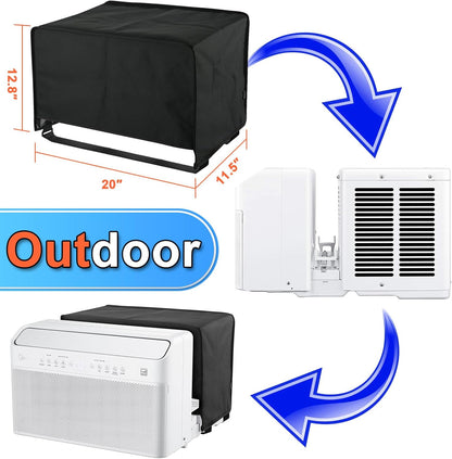 600D Outdoor and Indoor Air Conditioner Covers for U-Shaped Window Units, Adjustable Hook and Loop Straps, Dust-Proof
