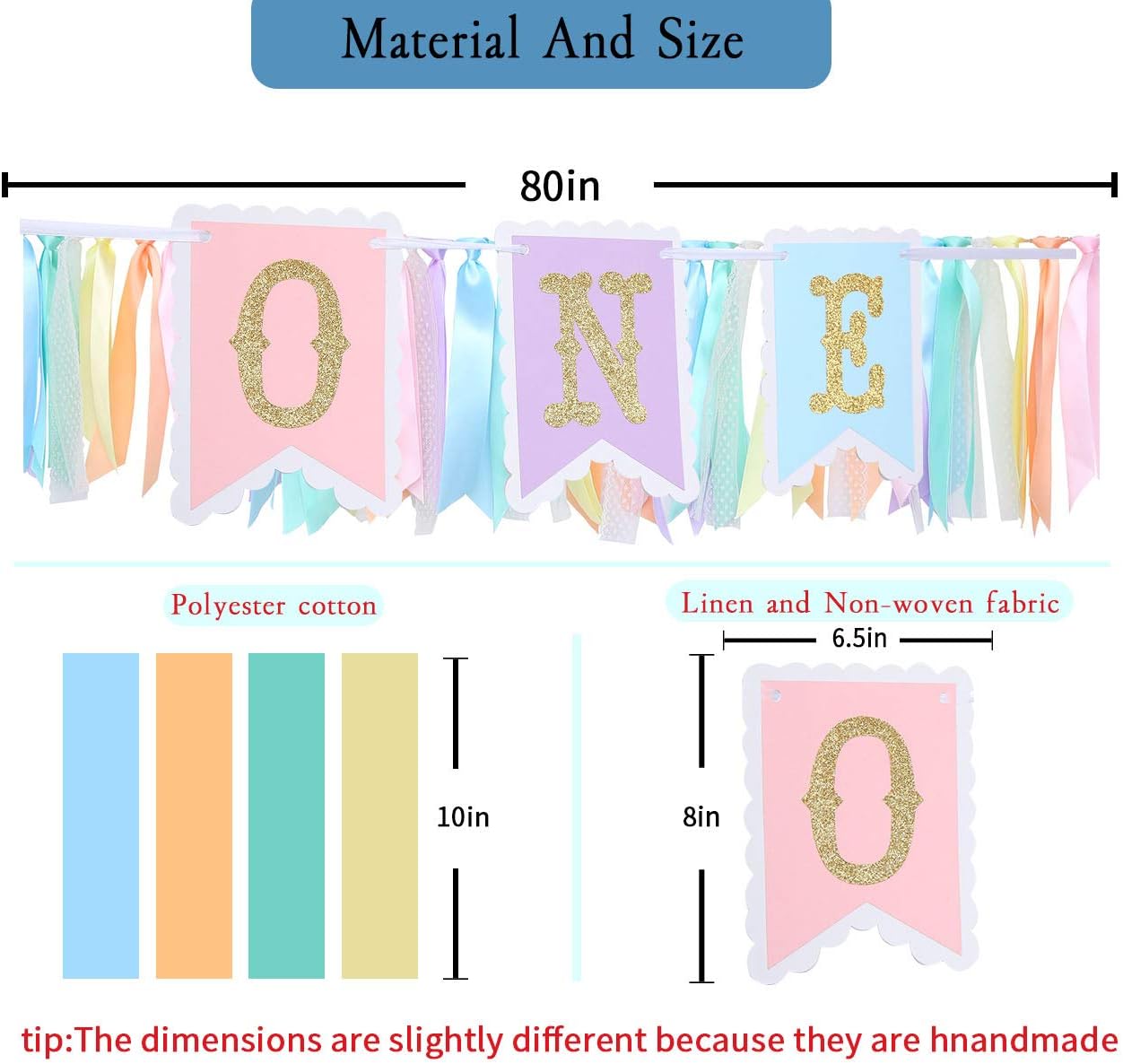 1st Rainbow High Chair Banner for Birthday - Baby Girl Smash Cake for Photo Props, First Birthday Photo Background