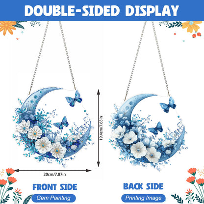 NAIMOER Diamond Art Hanging Kits for Adults Moon Butterfly 5D Special Shaped Rhinestone, DIY Acrylic Diamond Art Painting Window Pendants Home Garden Wall Hanging Ornament Kits, Double Sided