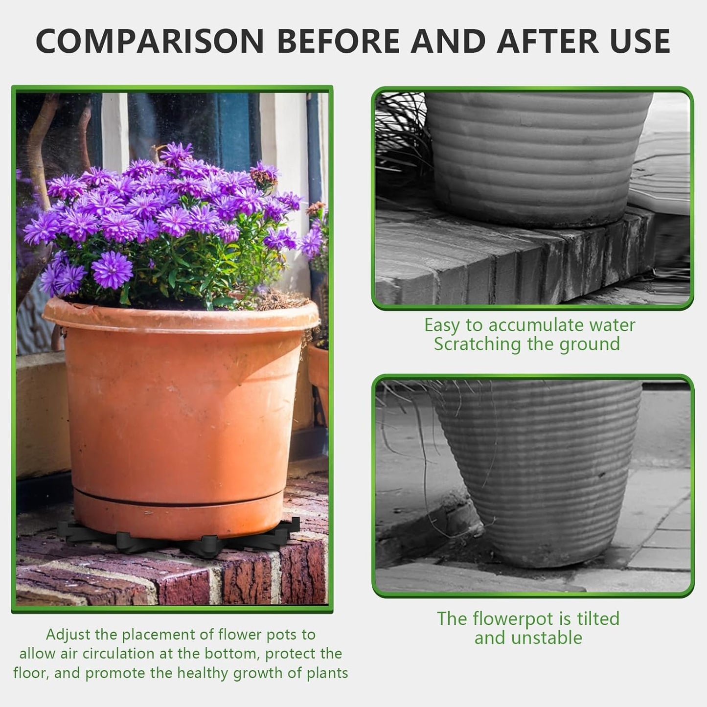24PCS Plant Pot Feet for Outdoor Planters, Invisible Flower Pot Risers Toes,Indoor Secure Compressive Environmental