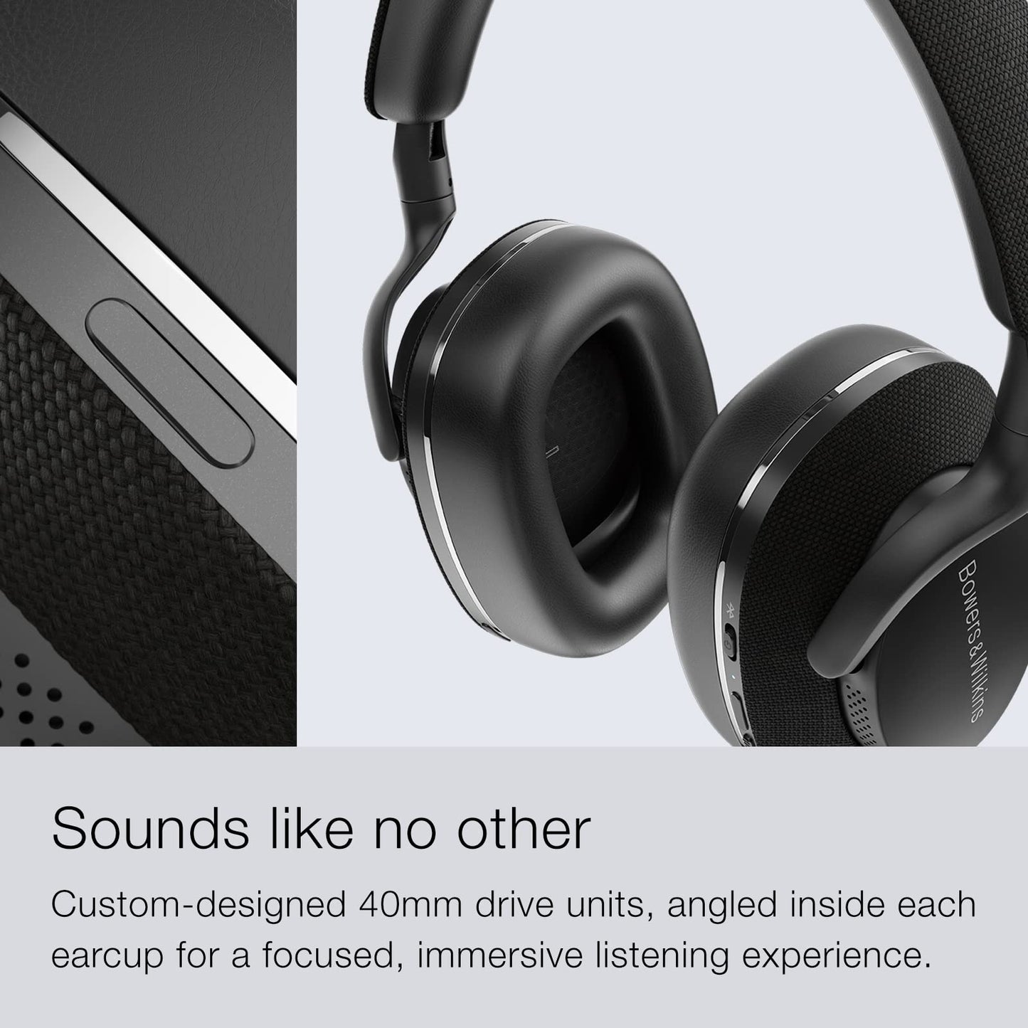 Bowers & Wilkins Px7 S2 Over-Ear Headphones - Advanced Noise Cancellation, Technical Fabrics, 30-Hour Battery Life, 15-Min Quick Charging, Black