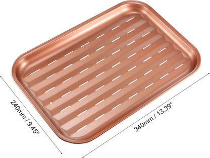uxcell BBQ Grill Pans, Carbon Steel Non-Stick Barbecue Trays for Grilling Meat, Vegetables, and Seafood