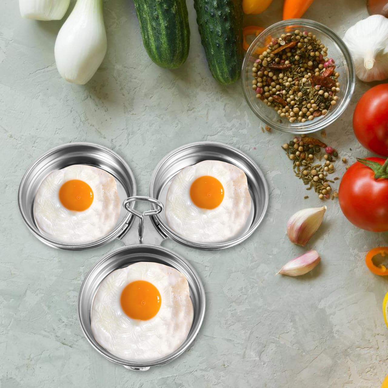 ULTECHNOVO Egg Poacher Cup 1-Cup Stainless Steel – Nonstick Coating Removable Rack – for Stovetop Steaming Poaching Boiling for Individual Eggs