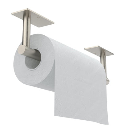 WZKALY Paper Towel Holder Under Cabinet, Self Adhesive or Wall Mounted SUS304 Stainless Steel Paper Towel Holder for Kitchen, Bathroom, Farmhouse, Barbecue and Laundry (Silver)