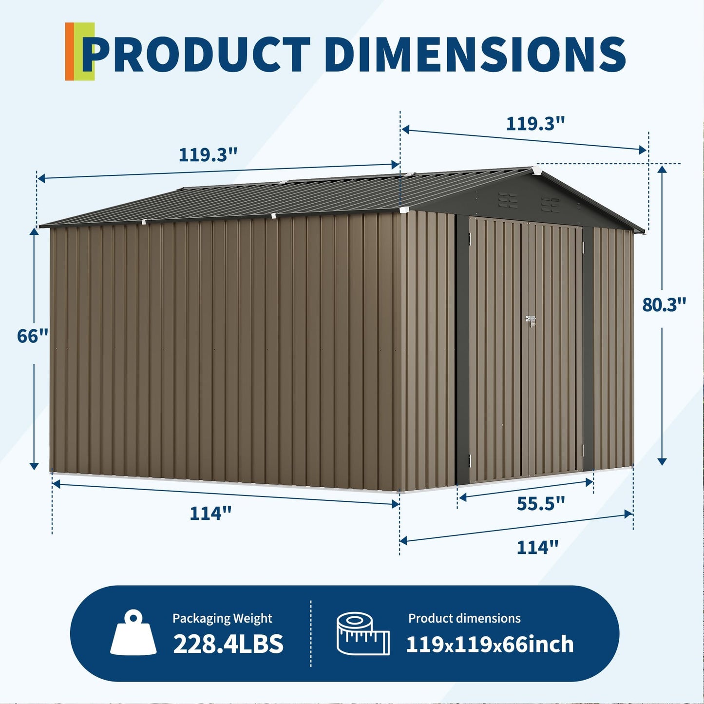 10 X 10 FT Outdoor Storage Shed,Metal Garden Sheds&Outdoor Storage, Lockable Gable Roof Garden Tool Shed, All-Weather Resistant Storage Unit for Bikes, Ladders, Patio Supplies & Garden Essentials