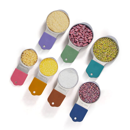 Magnetic Measuring Cups Set, 7 Pieces 18/8 Stainless Steel Stackable Nesting Heavy Duty Measuring Cups, kitchen Tools, Perfect for Dry and Liquid Ingredients, Dishwasher Safe (Muticolour, 7 set)