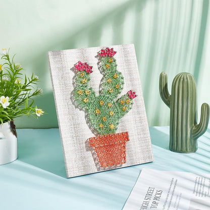 WEBEEDY DIY String Art Kit for Adults Beginners, DIY Cactus Nail String Craft Kit, Include All Necessary Accessories and Frame, Creative Craft Kits Home Wall Decorations Unique Gift