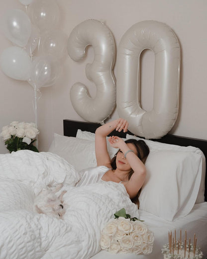 Skiennix Cream Number Balloon - 40 Inch Birthday Decoration | Elegant 0 Number for Parties