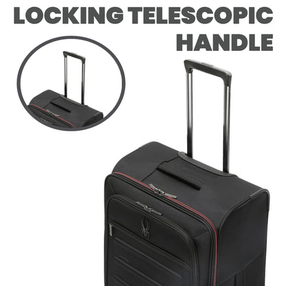 Spyder Pivot Expandable Softside Spinner Checked Luggage with 360° Spinner Wheels (Black, 3-Piece Set)