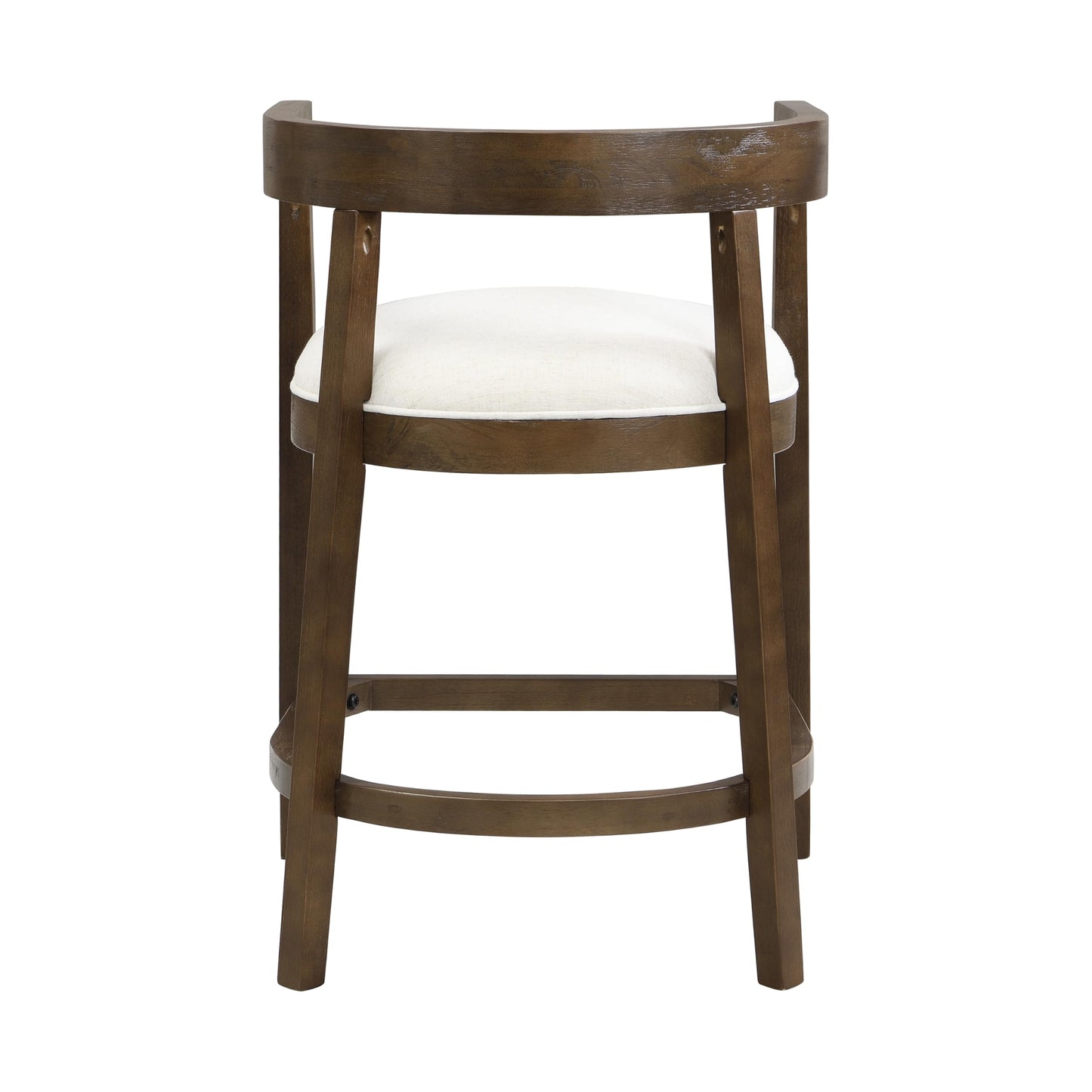 Christopher Knight Home Ebany 25.25" Barstools Set of 2, Rubberwood Counter Stool, Upholstered Seat Bar Chair, Curved Back Barstool, Open Design Stool for Kitchen Dining Island Table, Beige + Walnut