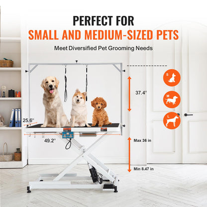 VEVOR 50 Inch Pet Grooming Table, Heavy Duty for Large Dogs, Height Adjustable, Anti Slip Tabletop, Grooming Arm Included, Max Load 400LBS