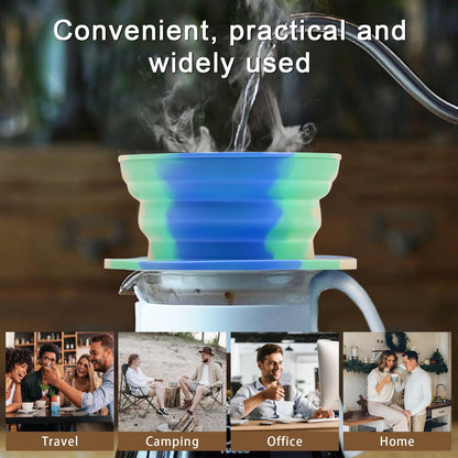 VVGCS Collapsible Travel Pour Over Coffee Dripper Kit Single Cup, Paperless Camping Pour Over Coffee Maker with Metal Filter, Backpacking Manual Coffee Maker for Camping Coffee