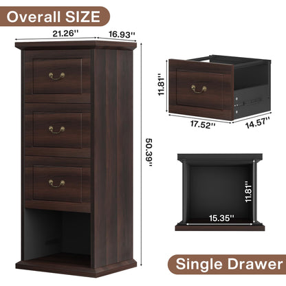 Tribesigns 4-Drawer File Filing Cabinet, Vertical File Cabinet Office Wood Filing Cabinet for A4 /Letter Size Narrow Tall File Storage for Home Office, Walnut