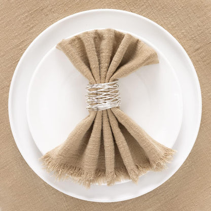 Socomi Linen Napkins Set of 6 - Washable Caramel Cloth Napkins for Weddings & Parties | 17"x17" Size